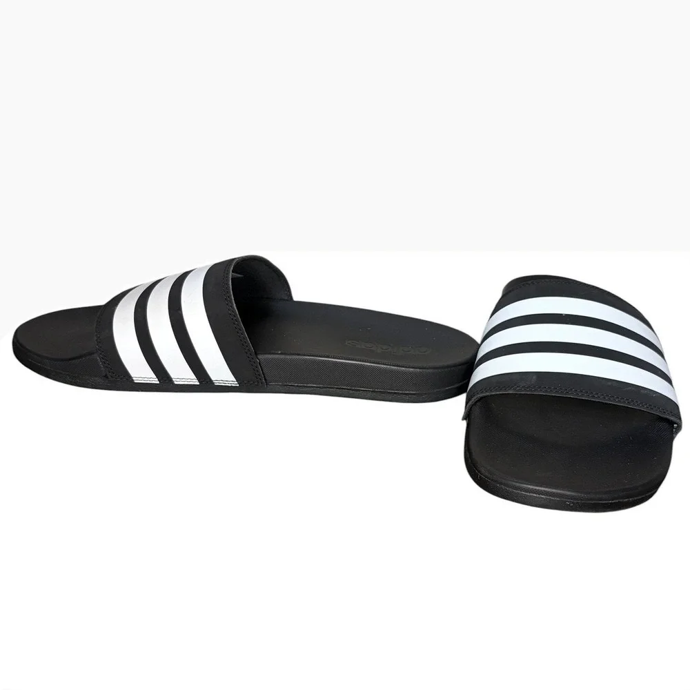 NWOB Adidas Black Adilette‎ Comfort Slides 3-Stripe Sandals Men's Size 12